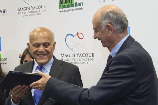 Students participating in a Magdy Yacoub Heart Foundation educational initiative supporting youth development